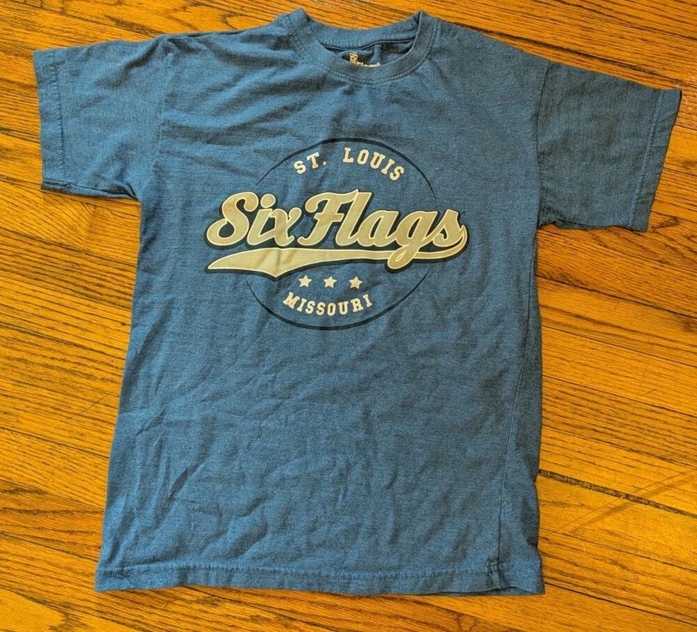 Six Flags Missouri T Shirt Adult Small Blue Men's Women's
